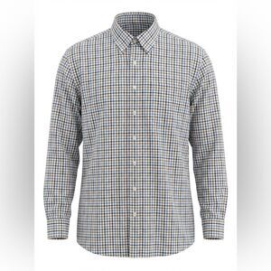 Peter Millar Men's Blue and White Checkered Shirt size XL. Folds of Honor